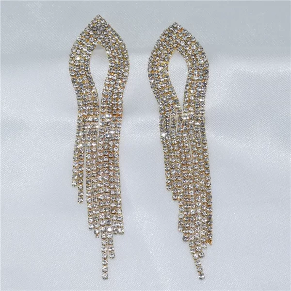 aretes tassel zircon golden