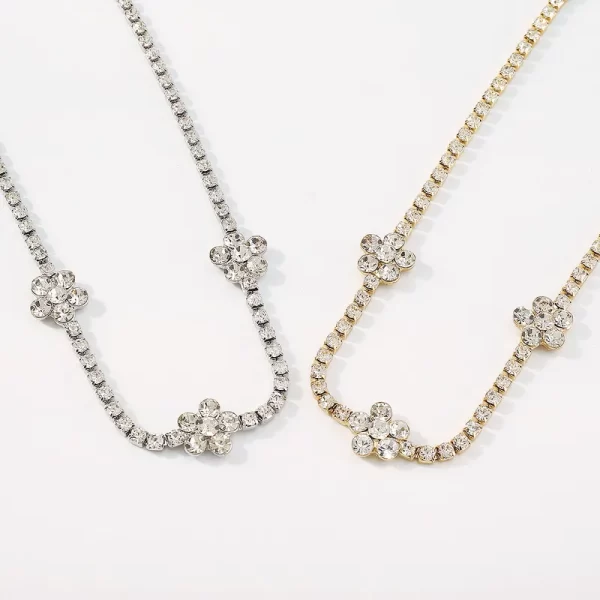 cadena gargantilla rhinestone flower silver - Imagen 4