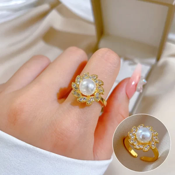 anillo flor de perla zircon - Imagen 4
