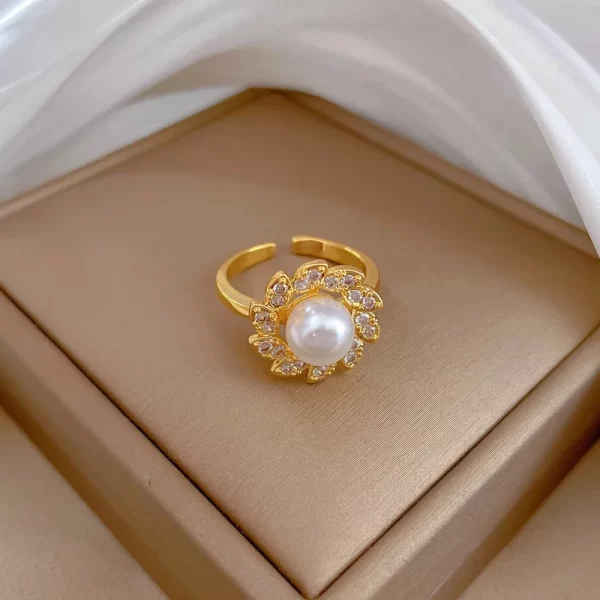 anillo flor de perla zircon - Imagen 3