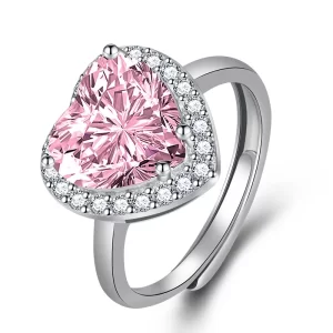 anillo corazón rosado