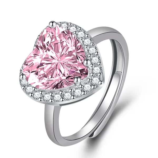 anillo corazón rosado