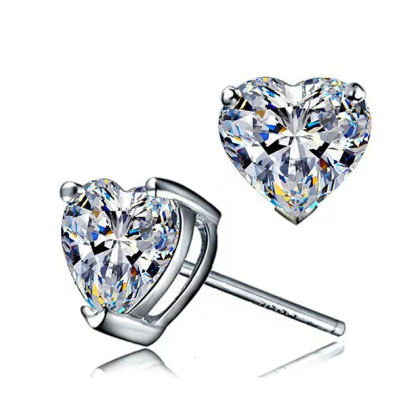 aretes corazon silver plated white diamond - Imagen 3