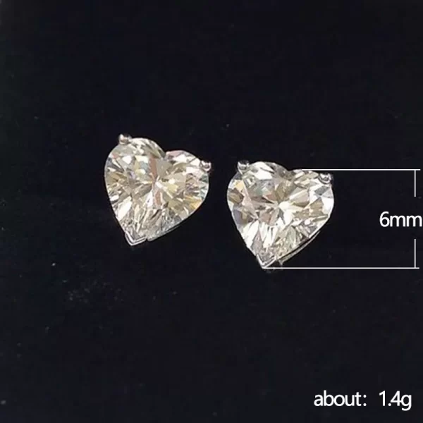 aretes corazon silver plated white diamond - Imagen 4