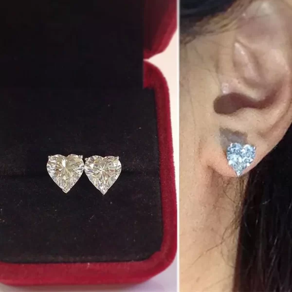 aretes corazon silver plated white diamond - Imagen 2