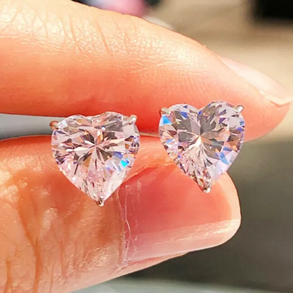 aretes corazon silver plated white diamond