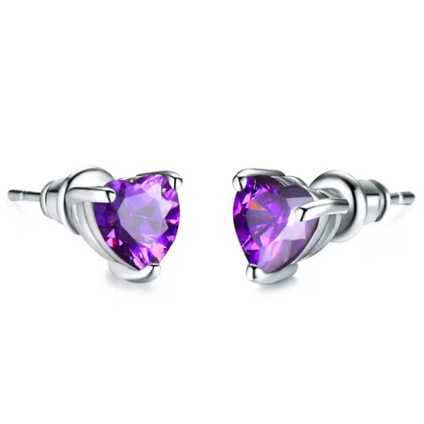 aretes corazon silver plated purple