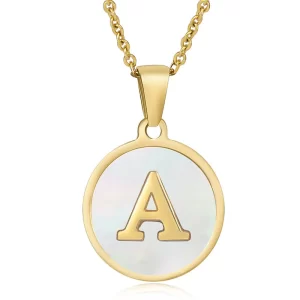 cadena letras round shell  A