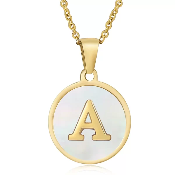 cadena letras round shell  A