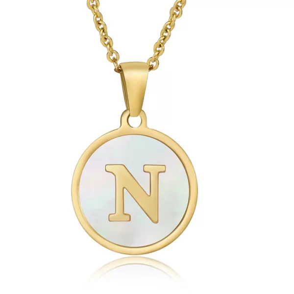 cadena letras round shell N