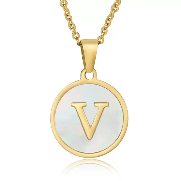 cadena letras round shell V