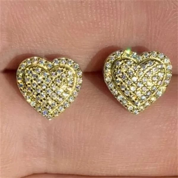 aretes corazon heart shapped zircon golden