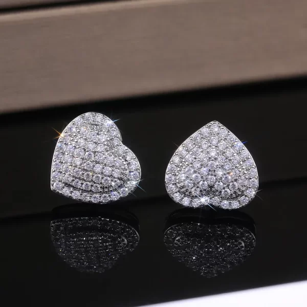 aretes corazon heart shapped zircon silver - Imagen 3