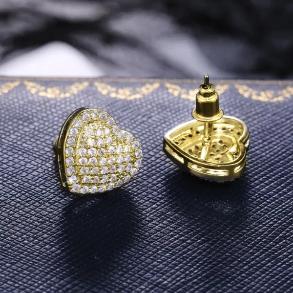 aretes corazon heart shapped zircon golden - Imagen 2