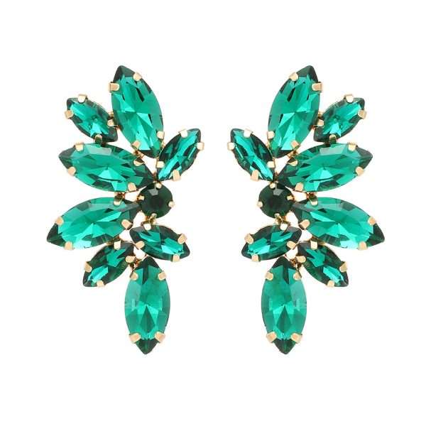 aretes hojas rhinestones verdes