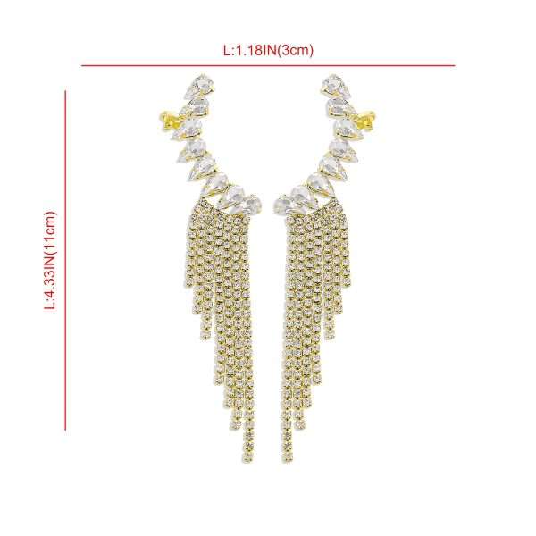 aretes earcuff geometric tassel golden - Imagen 7
