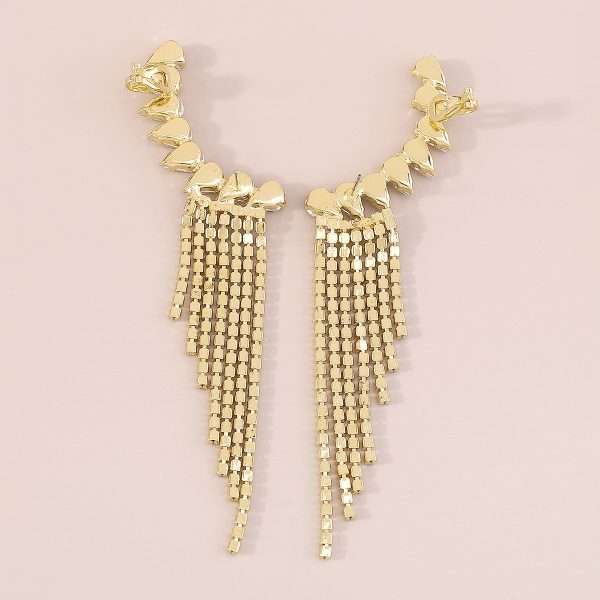 aretes earcuff geometric tassel golden - Imagen 6