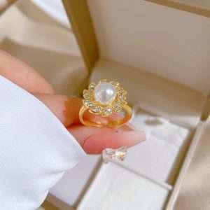 anillo flor de perla zircon