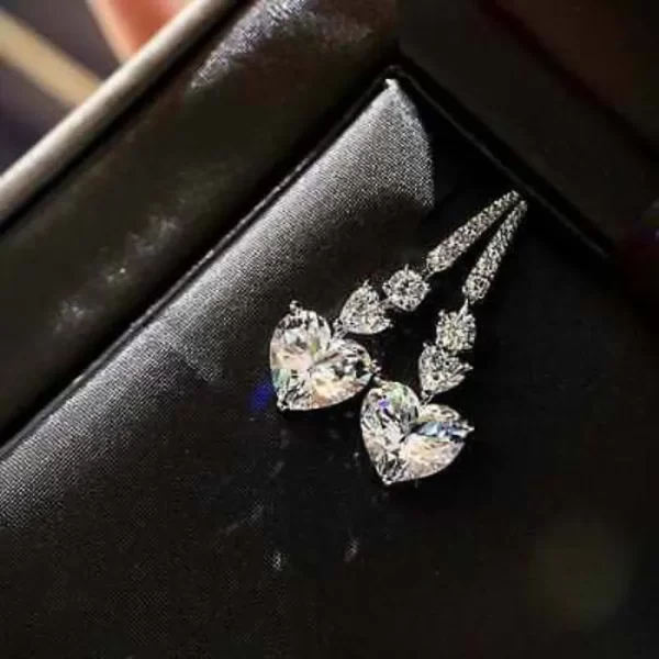 aretes corazon blanco silver plated long - Imagen 3