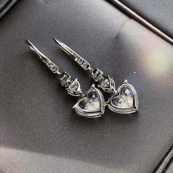 aretes corazon blanco silver plated long - Imagen 4