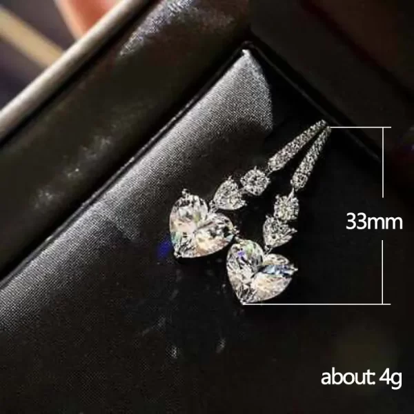 aretes corazon blanco silver plated long - Imagen 5