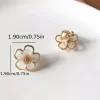 aretes broche de clip flores perla - Imagen 3