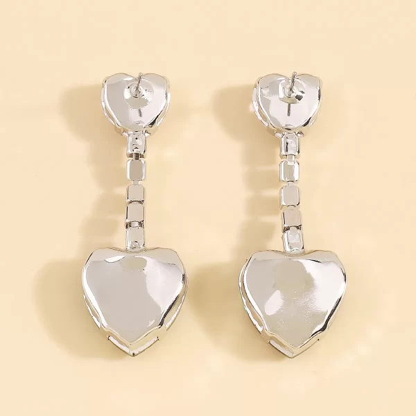 aretes corazones rhinestones rosa con verde - Imagen 5