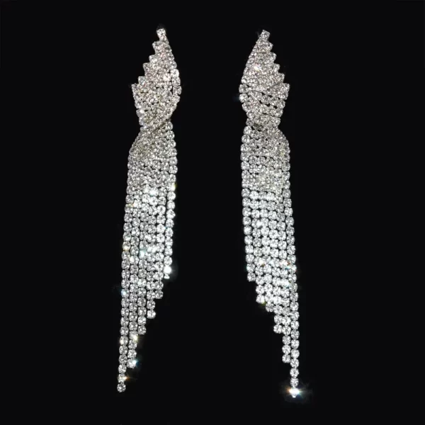 aretes long diamond silver