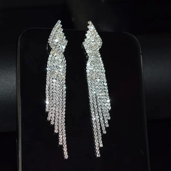 aretes long diamond silver - Imagen 2