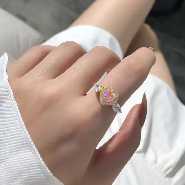 anillo corazon rosa golden - Imagen 6