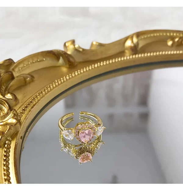 anillo corazon rosa golden - Imagen 4