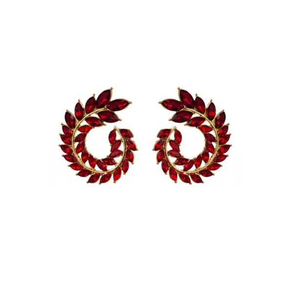 aretes hojas romanas rojas