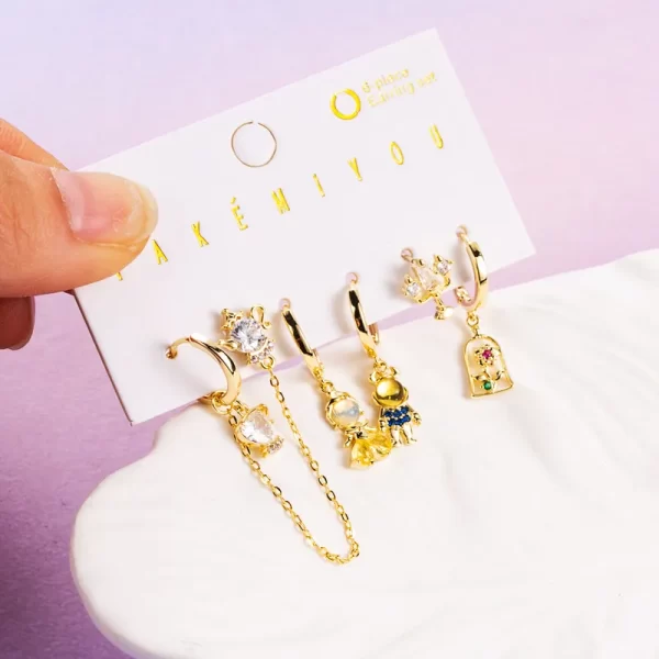 aretes party rings la bella y la bestia - Imagen 2
