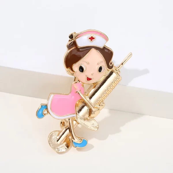 broche enfermera brown hair