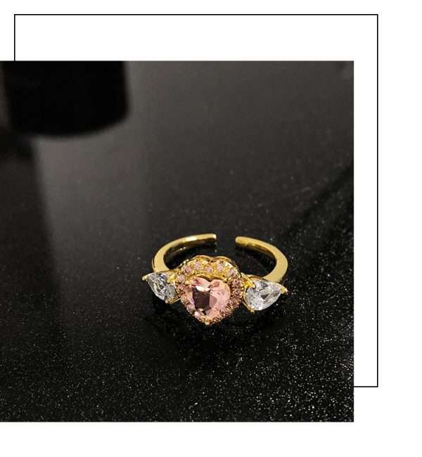 anillo corazon rosa golden - Imagen 2
