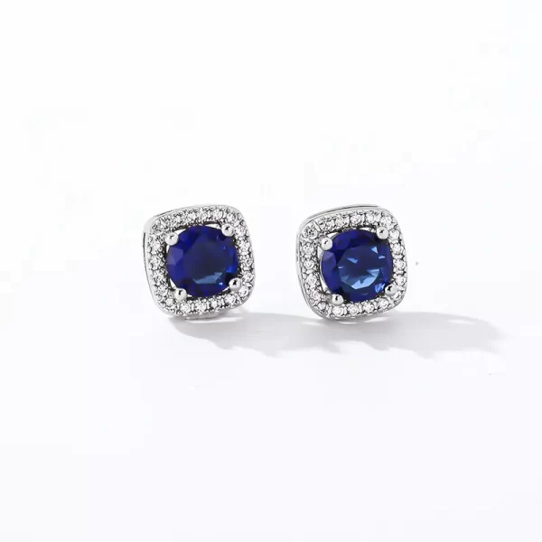 aretes cuadrados silver azules
