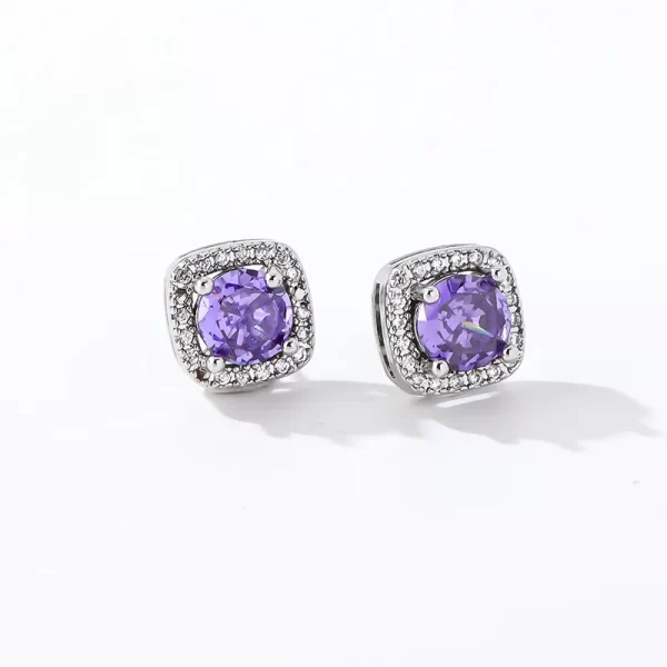 aretes cuadrados silver lila