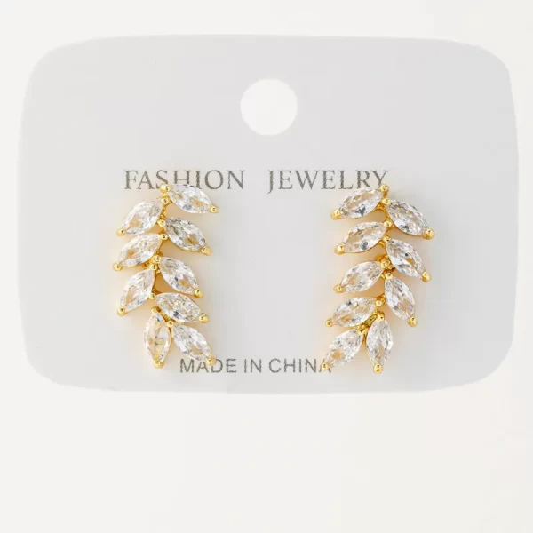 aretes hojas zircon olivo crystal