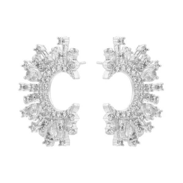 aretes white diamonds silver