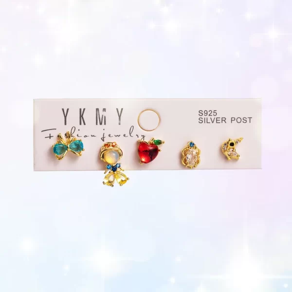 aretes party rings blanca nieves ear studs