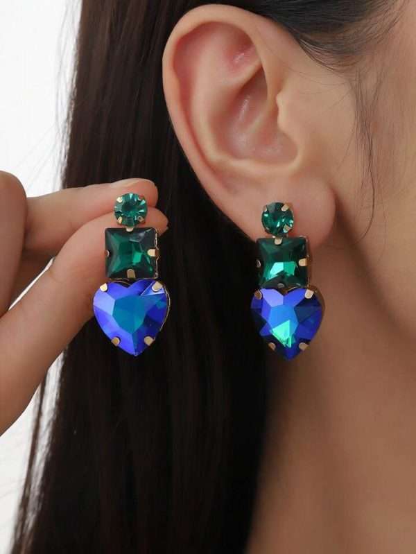 aretes corazones tornasol azul - Imagen 2