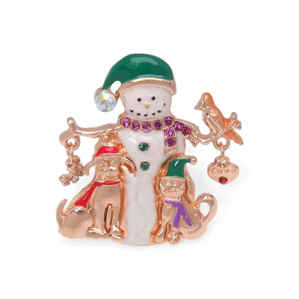 broche xmas snowman and pets