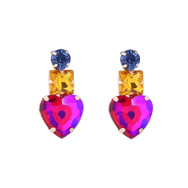 aretes corazones tornasol fucsia
