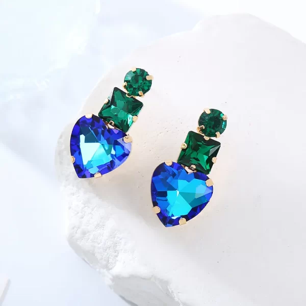 aretes corazones tornasol azul