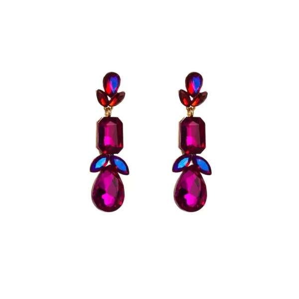 aretes olive rhinestones fucsia