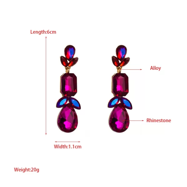 aretes olive rhinestones fucsia - Imagen 4