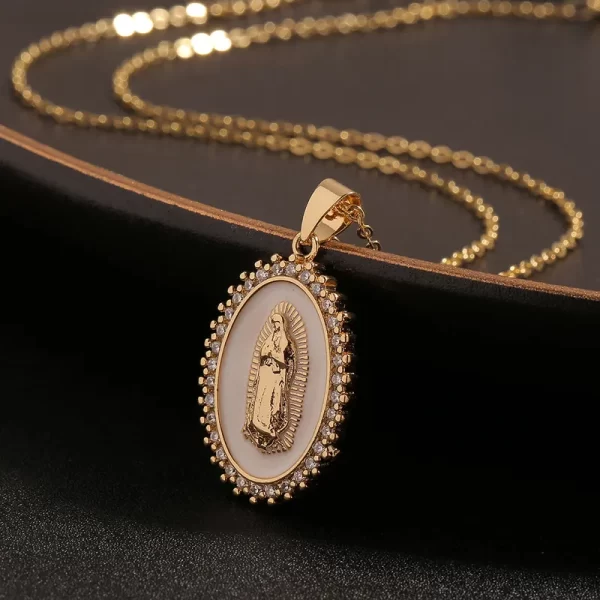 cadena virgen Maria zircon madre perla - Imagen 4