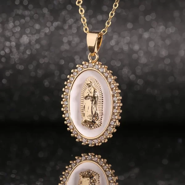 cadena virgen Maria zircon madre perla - Imagen 3
