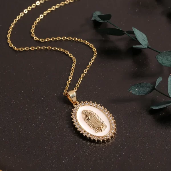 cadena virgen Maria zircon madre perla - Imagen 2