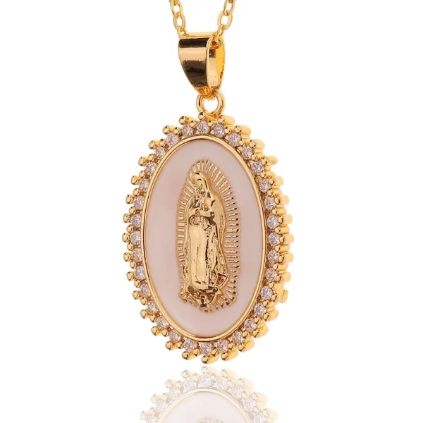 cadena virgen Maria zircon madre perla